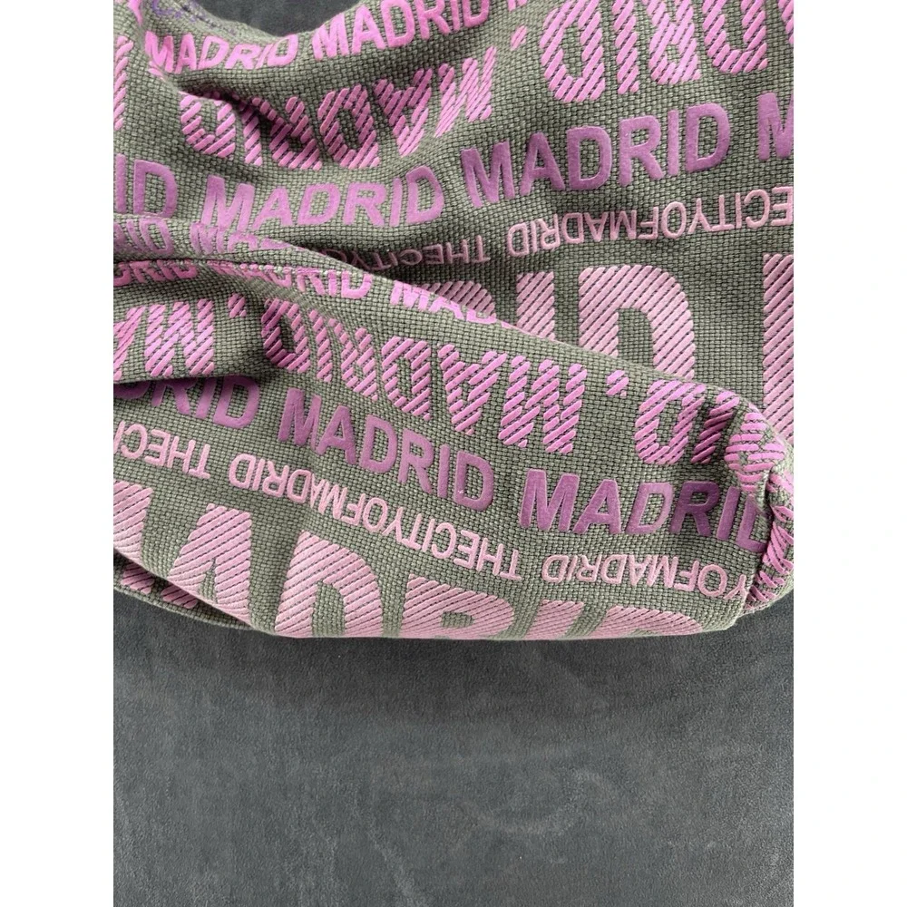 Robin Ruth Madrid Spain Canvas Hobo Shoulder Bag Travel Souvenir Gray Purple